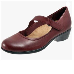 YDN Wine Retro Rounded Toe Low Heel Mary Janes Pump Comfort Slip On Strappy Shoe